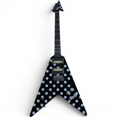 Custom Crown Polka Dot Flying V Black And White Guitar Randy Rhoads - Image 2