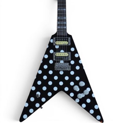 Custom Crown Polka Dot Flying V Black And White Guitar Randy Rhoads