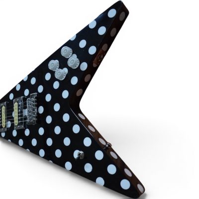 Custom Crown Polka Dot Flying V Black And White Guitar Randy Rhoads - Image 5