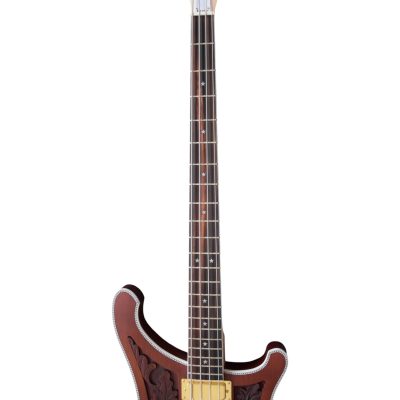 Custom Nova Lemmy Kilmister 4004 Walnut Finish Natural Hand Carved Oak Leaf 4 String Bass - Image 5