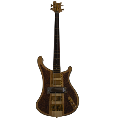 Custom Nova Lemmy Kilmister 4004 Natural Walnut Stain Wood Carved Oak Leaves 4 String Bass - Image 3