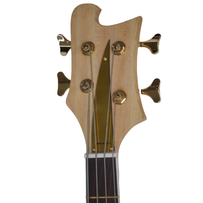 Custom Nova Lemmy Kilmister 4004 Natural Walnut Stain Wood Carved Oak Leaves 4 String Bass - Image 5