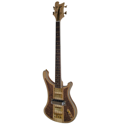 Custom Nova Lemmy Kilmister 4004 Natural Walnut Stain Wood Carved Oak Leaves 4 String Bass - Image 2