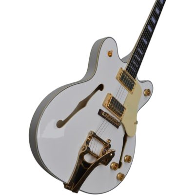Custom Sovereign Falcon White 6120 Fhole Hollow Body Guitar Bigsby Tremolo - Image 3
