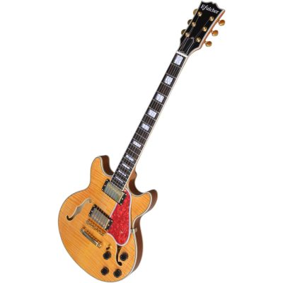 Custom Crown ES335 Vintage Natural Flamed Maple Top 6 String Electric Guitar - Image 2