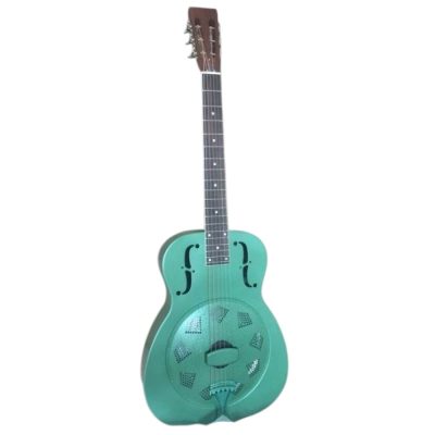 Custom Cobalt Resonator Green Fholes Acoustic Guitar Resophonic Single Cone - Image 6