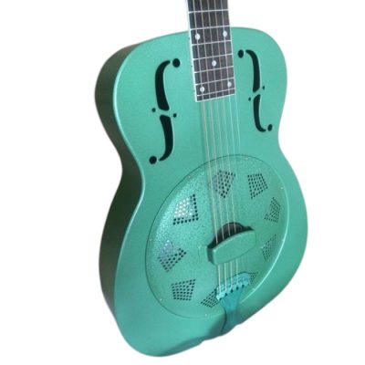 Custom Cobalt Resonator Green Fholes Acoustic Guitar Resophonic Single Cone
