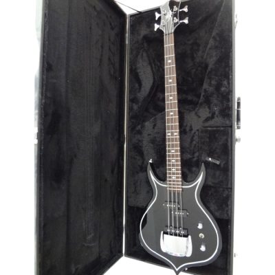 Custom Dynasty Kiss Gloss Black White Pinstripe Band Edge Gene Simmons Punisher 4 String Bass - Image 6