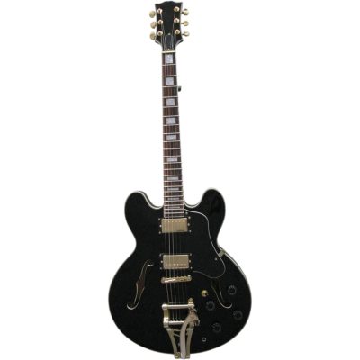 Custom Crown ES335 Trini Lopez Black 6 String Electric Guitar - Image 2
