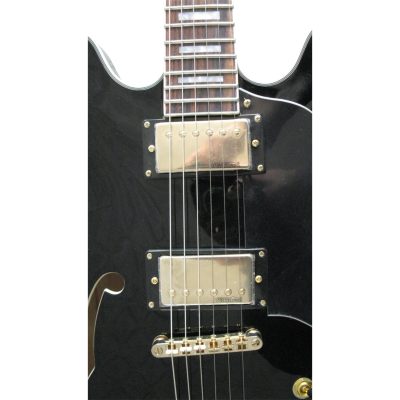 Custom Crown ES335 Trini Lopez Black 6 String Electric Guitar - Image 5