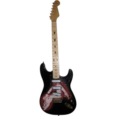 Custom Regent Marilyn Monroe Playboy Finish Graphic Black Electric Guitar - Image 2