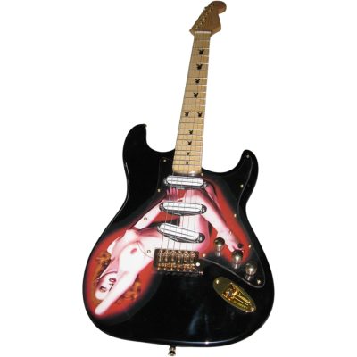 Custom Regent Marilyn Monroe Playboy Finish Graphic Black Electric Guitar - Image 5