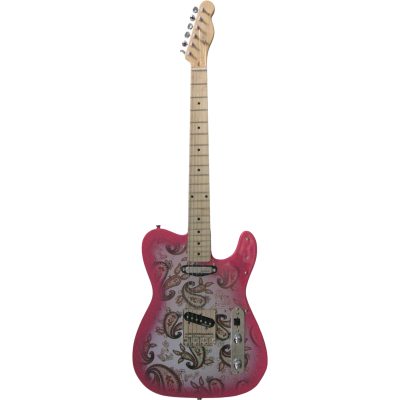 Custom Regent Pink Paisley Reissue Maple Fretboard Transparent Pickguard Electric Guitar - Image 3