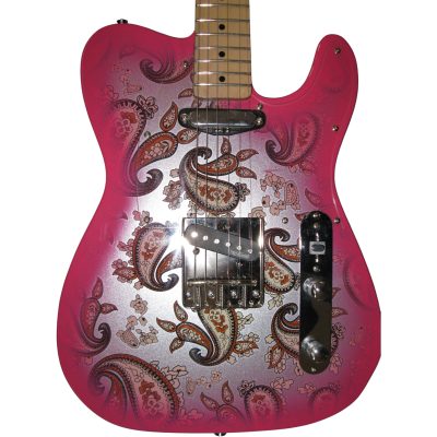 Custom Regent Pink Paisley Reissue Maple Fretboard Transparent Pickguard Electric Guitar