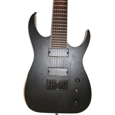 Custom Topaz Black Machine Open Pore Matte Black Finish Ash 8 String Guitar
