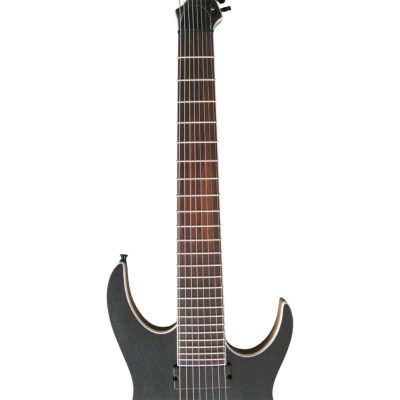 Custom Topaz Black Machine Open Pore Matte Black Finish Ash 8 String Guitar - Image 5