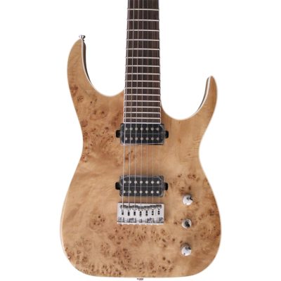 Custom Topaz Black Machine Natural Birdseye Burl 7 String Guitar