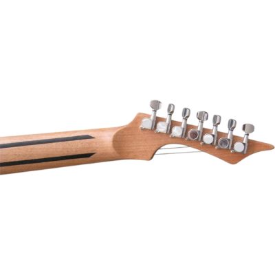 Custom Topaz Black Machine Natural Birdseye Burl 7 String Guitar - Image 4
