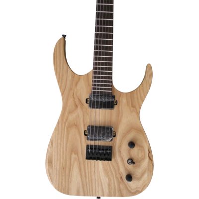 Custom Topaz Black Machine Natural Ask Wood Body 6 String Guitar