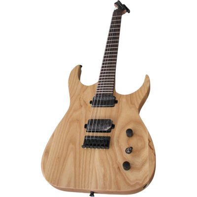 Custom Topaz Black Machine Natural Ask Wood Body 6 String Guitar - Image 5