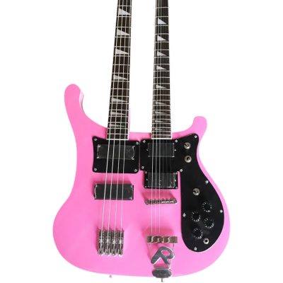 Custom Nova 4080 Geddy Lee Double Neck Pink 4 String Bass 6 String Guitar Black Pickguard - Image 7