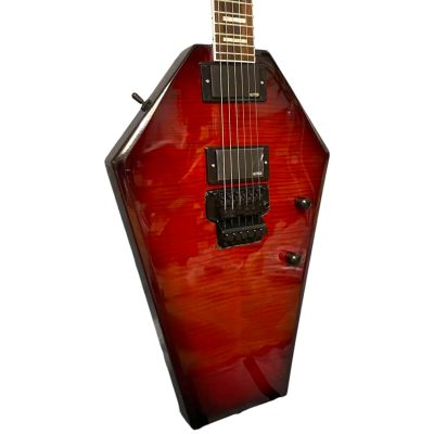 Custom Crown Coffin Cherry Sunburst Flame Maple Top Floyd Rose Tremolo Guitar - Image 7