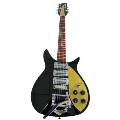 Custom Nova Black Jetglo 325C64 21 Inch Scale Length Rosewood Fretboard Guitar Gold Pickguard - Image 8