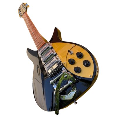 Custom Nova Black Jetglo 325C64 21 Inch Scale Length 6 String Padauk Fretboard Guitar Gold Pickguard - Image 2