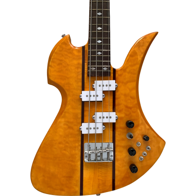 Custom Norturne Mockingbird Natural Quilted Maple Top 4 String Bass