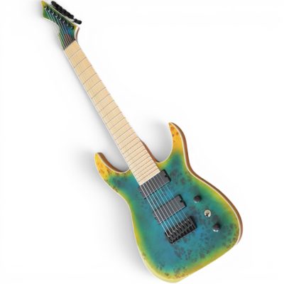Custom Topaz Birdseye Black Machine Turquoise Iris Burst 8 String Guitar - Image 2