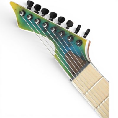 Custom Topaz Birdseye Black Machine Turquoise Iris Burst 8 String Guitar - Image 5