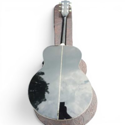 Custom Crown J180 Black Finish Brothers Acoustic Electric Guitar White Moustache Pickguards - Image 3