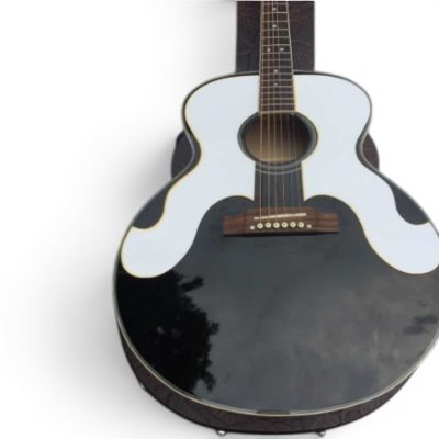 Custom Crown J180 Black Finish Brothers Acoustic Electric Guitar White Moustache Pickguards