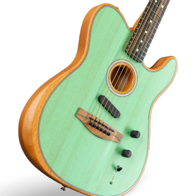 Custom Regent Solid Sitka Spruce Top Acoustic Sonic Translucent Surf Green Electric Guitar - Image 3