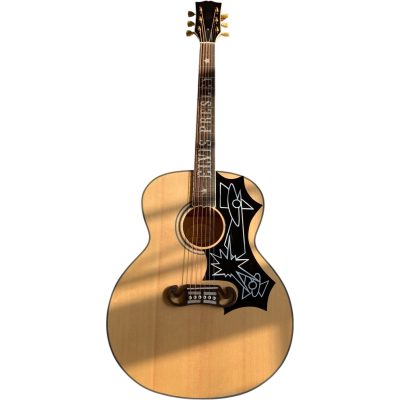 Custom Crown SJ200 Natural Solid Sitka Spruce Top Elvis Acoustic Electric Guitar Inlayed Fretboard - Image 2