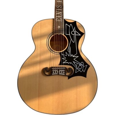 Custom Crown SJ200 Natural Solid Sitka Spruce Top Elvis Acoustic Electric Guitar Inlayed Fretboard