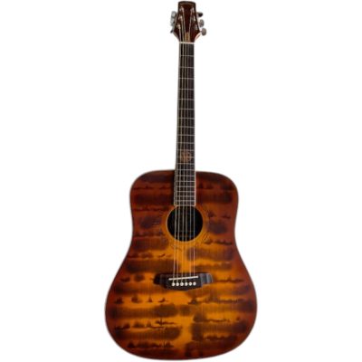 Custom Forge Jack Daniels Sunburst Aged Barrel Finish Dreadnought Solid Spruce Top Acoustic Electric Guitar - Image 2