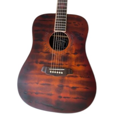 Custom Forge Jack Daniels Aged Barrel Finish Dreadnought Solid Spruce Top Acoustic Electric Guitar