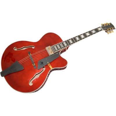 Custom Crown CES Archtop Semi Hollow Wine Red Jazz Guitar - Image 4