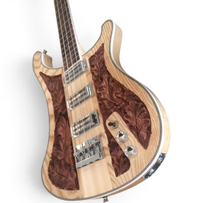 Custom Nova Lemmy Kilmister 4004 Natural Hand Carved Oak Leaf 4 String Bass - Image 2