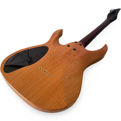 Custom Onyx Duvell Poplar Burl Top Elite Translucent Dirty Red Satin 6 String Electric Guitar - Image 4