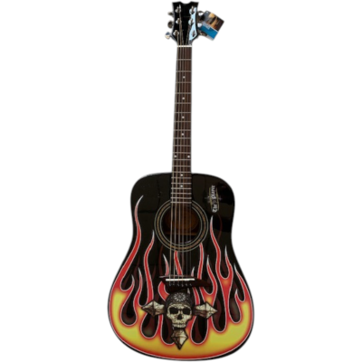 Custom Vertex Hot Rod Flames Bret Michael The Player Acoustic Guitar Dreadnought - Image 2