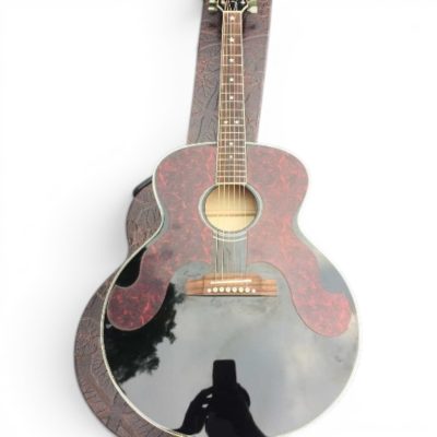 Custom Crown J180 Black Finish Brothers Acoustic Electric Guitar Red Tortoiseshell Moustache Pickguards - Image 2