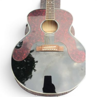 Custom Crown J180 Black Finish Brothers Acoustic Electric Guitar Red Tortoiseshell Moustache Pickguards