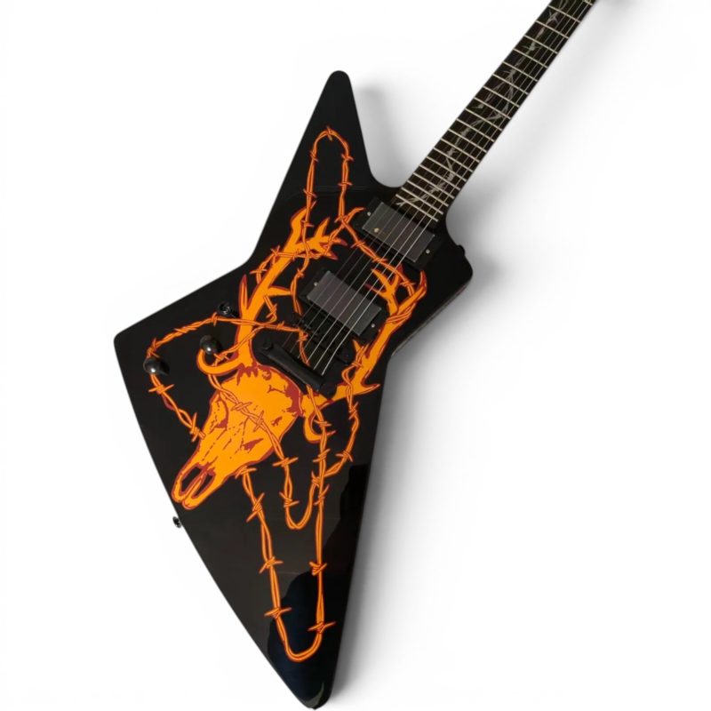 Custom Obsidian Hetfield MX250 Explorer Elk Skull Black Electric