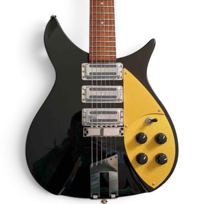 Custom Nova 325 Jetglo Black Lennon Guitar 21 Inch Scale Length Trapeze Tailpiece