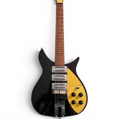 Custom Nova 325 Jetglo Black Lennon Guitar 21 Inch Scale Length Trapeze Tailpiece - Image 4