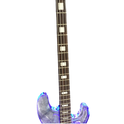 Custom Regent Plexiglass Lucite Acrylic Blue LED Glow Rosewood Fretboard Precision Blue LED Glow 4 String Bass - Image 4