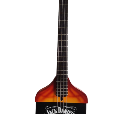 Custom Forge Jack Daniels Bottle Orange Black Finish 4 String Headless Bass - Image 2