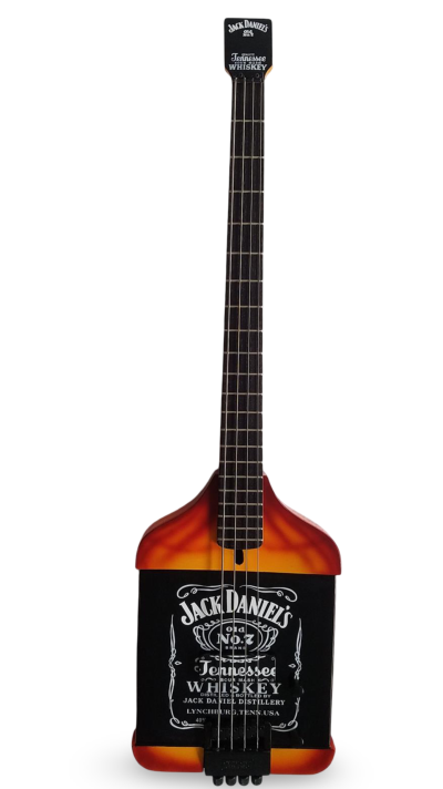 Custom Forge Jack Daniels Bottle Orange Black Finish 4 String Headless Bass - Image 2